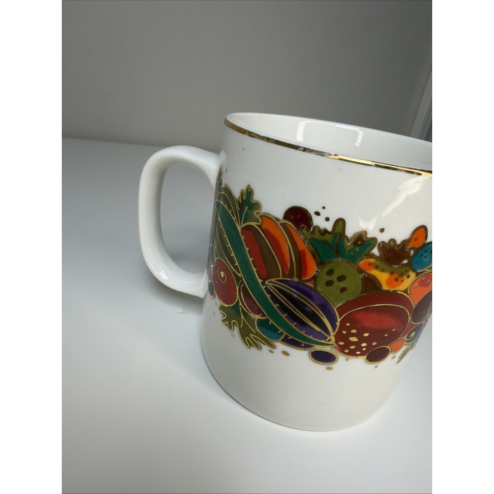 Bob Mackie Design Group Coffee‎ Mug Fruit and Ribbon 2000 Art Deco Cottagecore - Picture 3 of 7